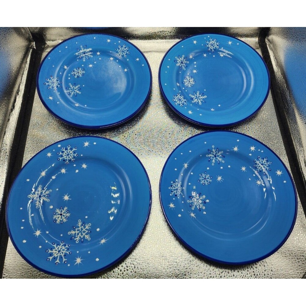 Pfaltzgraff Ice Crystals  Holiday/Winter Snowflakes Salad Plates (Set of Four) - Picture 3 of 16